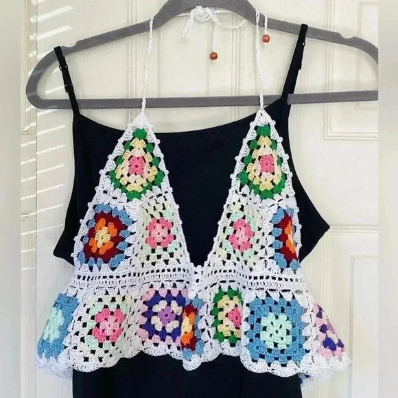 COPY - Granny Square Crop Top, Gypsy Crochet Bralette, Boho Corset Top, beach  … - Picture 2 of 4